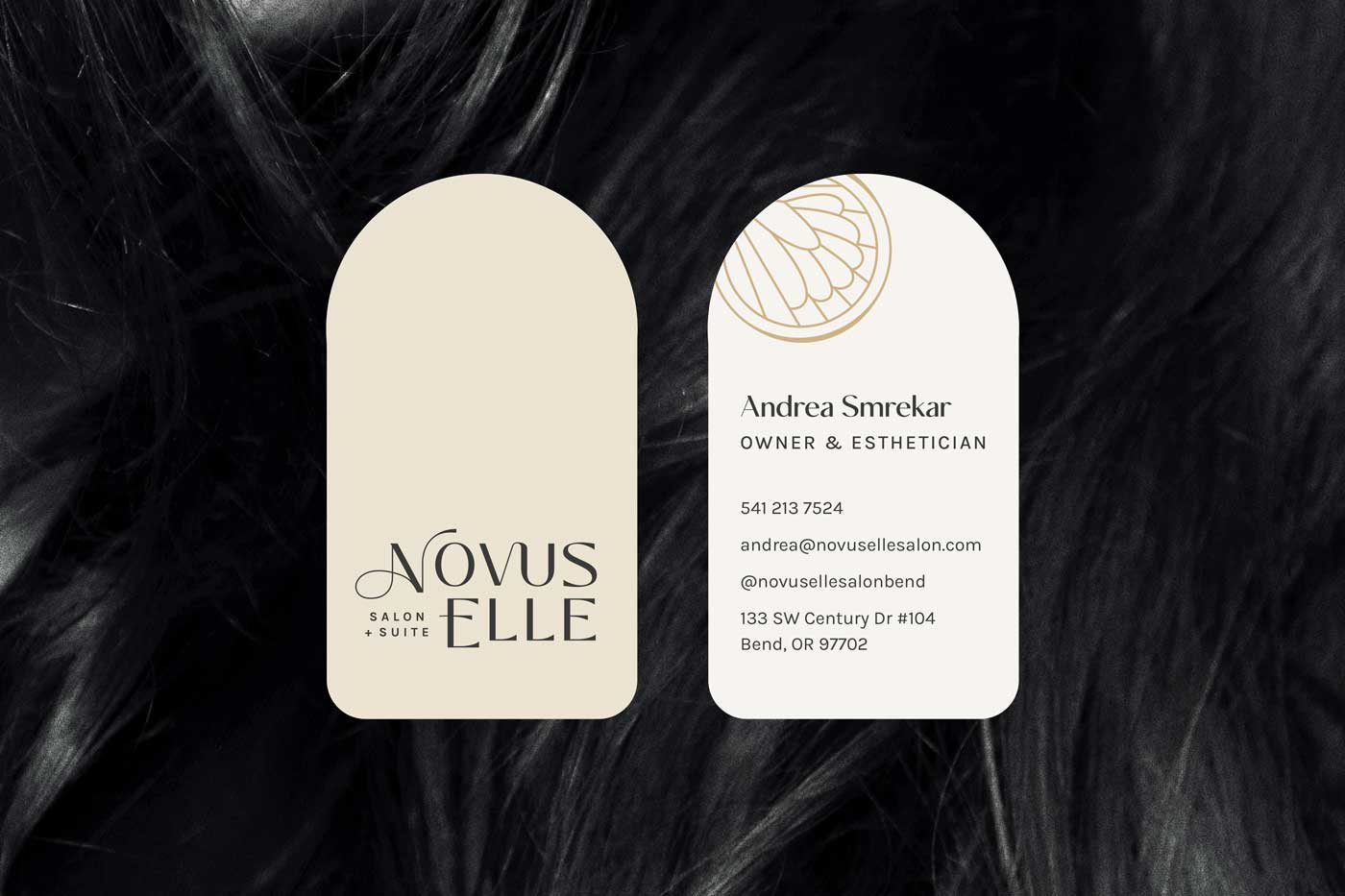 Business Card Design for NovusElle Salon in Bend Oregon