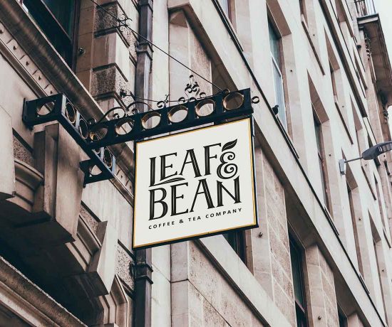 Leaf and Bean Coffee Logo Sign